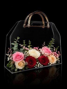 Clear Acrylic Tote Bag with Gold Handles /Transparent